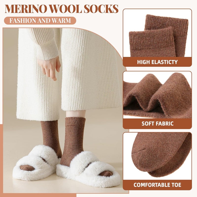 Velice Merino Wool Socks for Women 5 Pairs Warm Winter Hiking Thick Thermal Cozy Boot Work Soft Ladies Crew Socks - Image 4